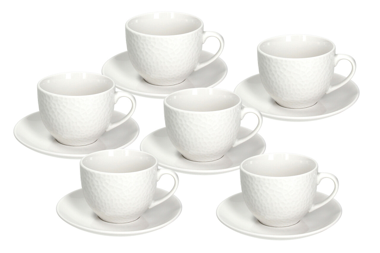 Set 6 cesti de ceai cu farfurie Golf, Tognana Porcellane, 270 ml, portelan, alb - imagine 3